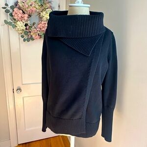 Brass cotton wrap front sweater. Black sz XS